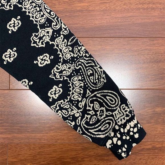 Amiri Logo Embroidered Bandana Print Hoodie - Black - Picture 10 of 12